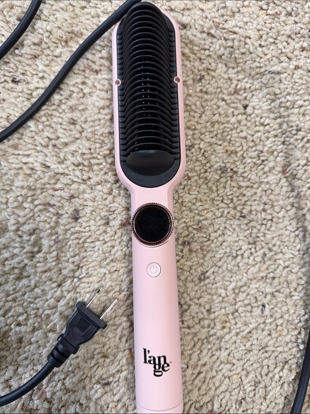 Lange Pink Ceramic Hair Straightening Brush with Digital Dial